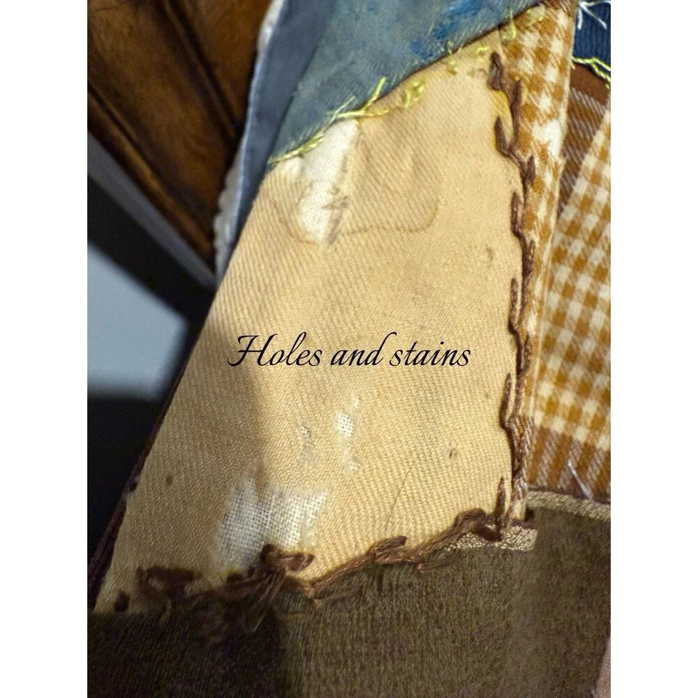 Antique Handmade Crazy Quilt Queen Size 80” X 84” Reversible Patchwork Floral